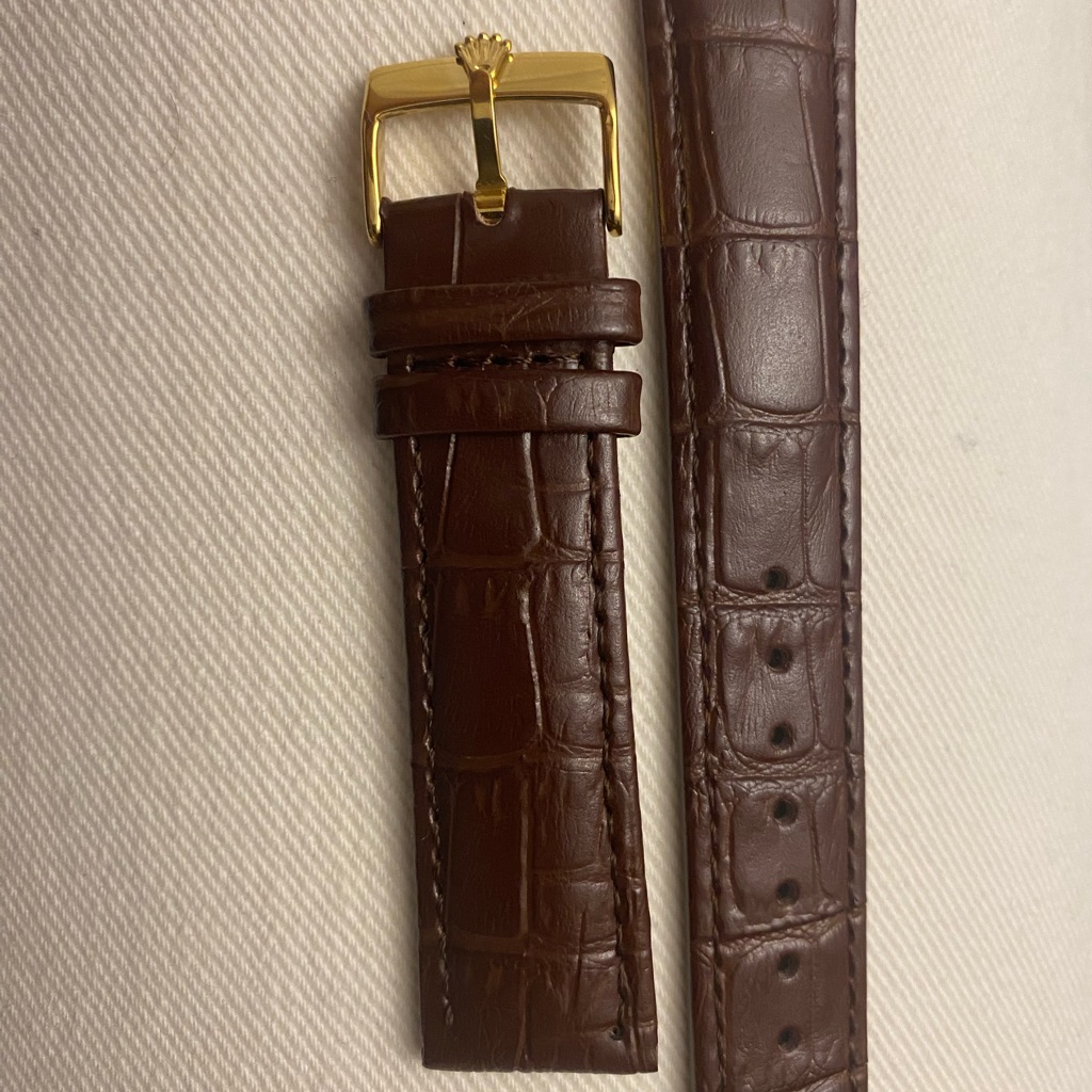 Rolex Brown 20mm Leather Watch Strap With Gold Buckle Rolex Brown 20mm Leather Watch Strap With Gold Buckle